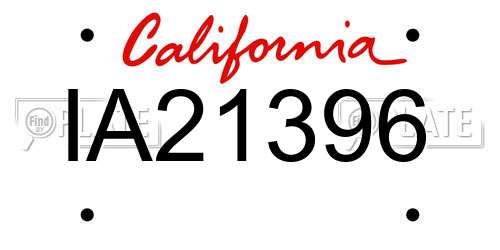 IA21396 California License Plate