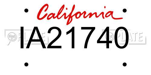 IA21740 California License Plate