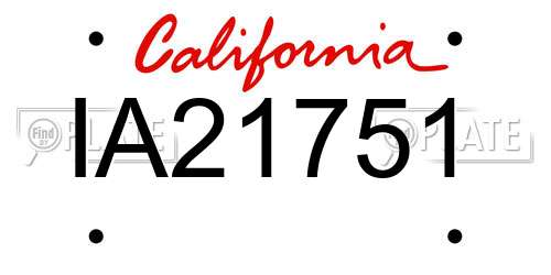 IA21751 California License Plate