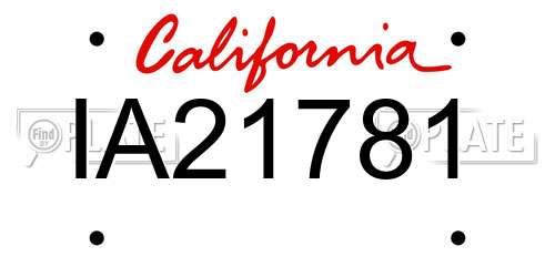 IA21781 California License Plate