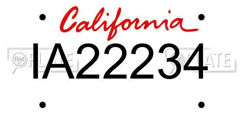 IA22234 California License Plate