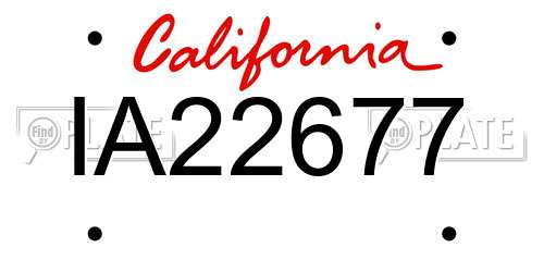 IA22677 California License Plate