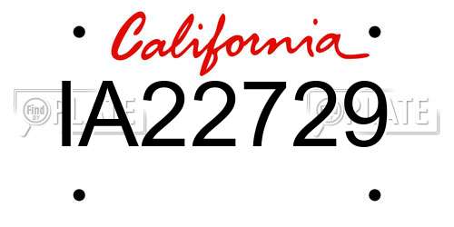 IA22729 California License Plate