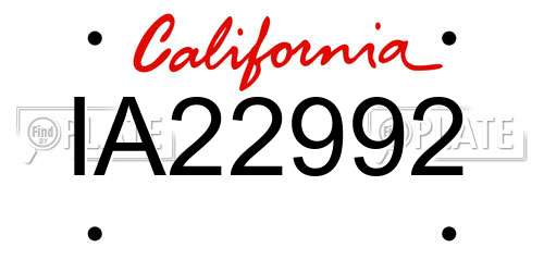 IA22992 California License Plate