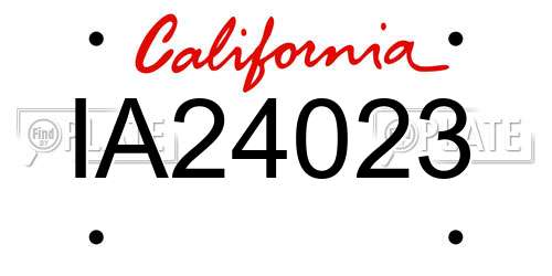 IA24023 California License Plate