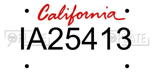 IA25413 California License Plate