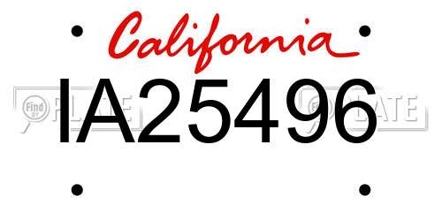 IA25496 California License Plate