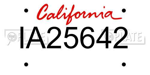 IA25642 California License Plate