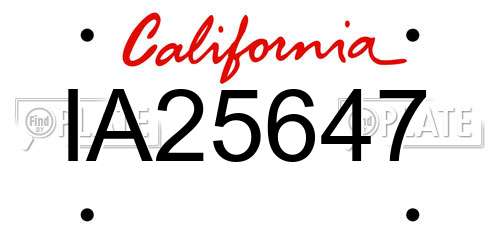 IA25647 California License Plate