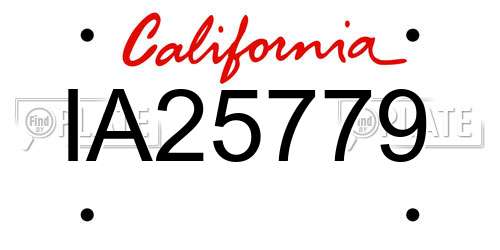 IA25779 California License Plate