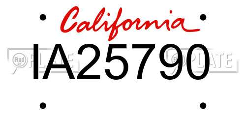 IA25790 California License Plate