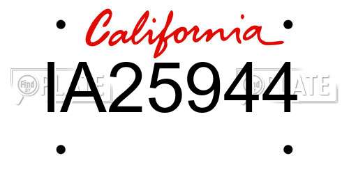 IA25944 California License Plate
