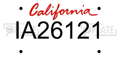 IA26121 California License Plate