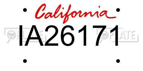 IA26171 California License Plate
