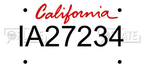 IA27234 California License Plate