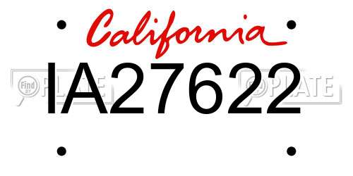 IA27622 California License Plate