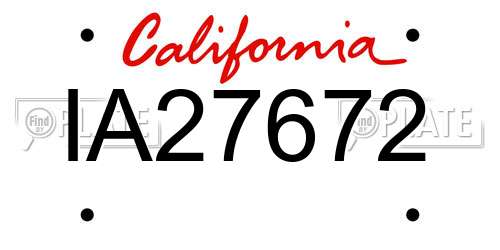 IA27672 California License Plate
