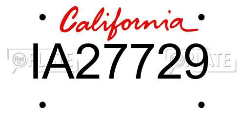 IA27729 California License Plate