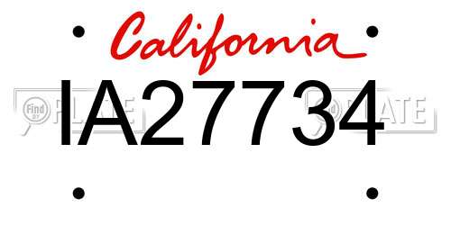 IA27734 California License Plate