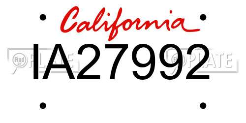 IA27992 California License Plate