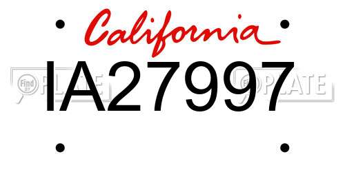 IA27997 California License Plate