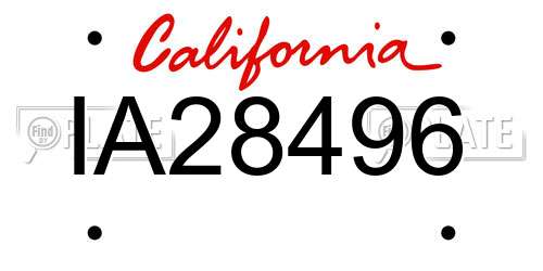 IA28496 California License Plate