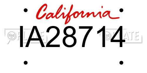 IA28714 California License Plate