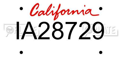 IA28729 California License Plate