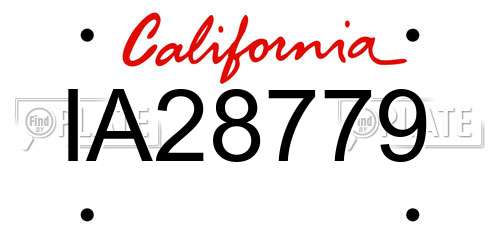 IA28779 California License Plate