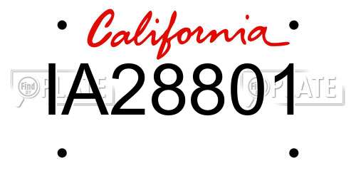 IA28801 California License Plate