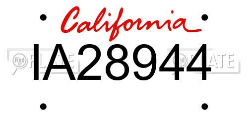 IA28944 California License Plate