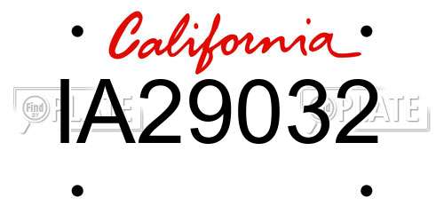 IA29032 California License Plate