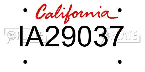 IA29037 California License Plate