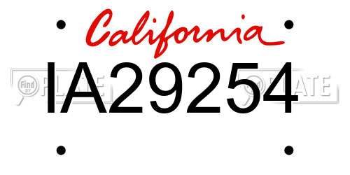 IA29254 California License Plate