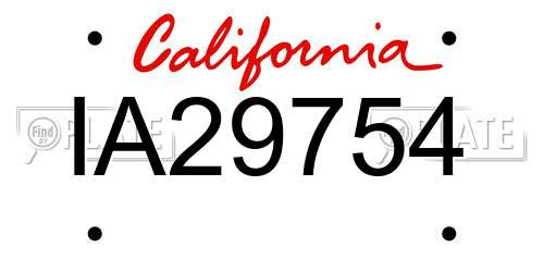 IA29754 California License Plate