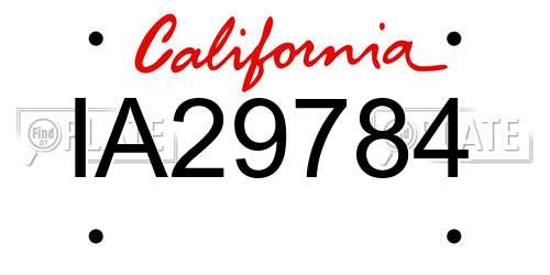 IA29784 California License Plate