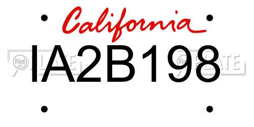 IA2B198 California License Plate