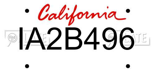 IA2B496 California License Plate