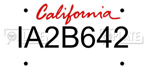 IA2B642 California License Plate