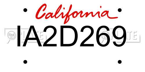 IA2D269 California License Plate