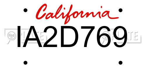 IA2D769 California License Plate