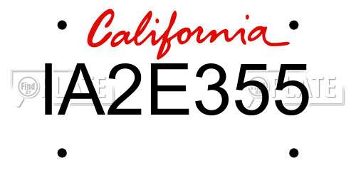IA2E355 California License Plate