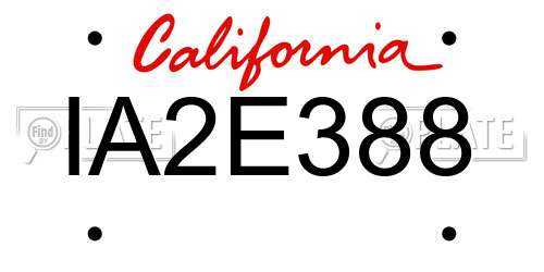 IA2E388 California License Plate