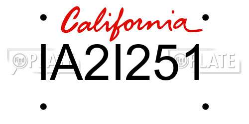 IA2I251 California License Plate