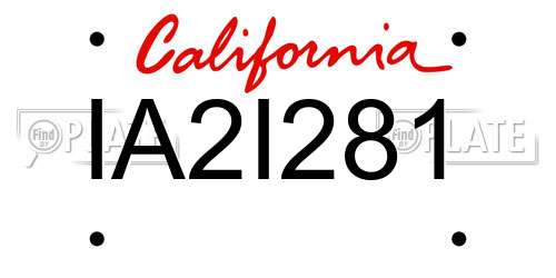 IA2I281 California License Plate