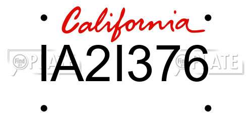 IA2I376 California License Plate