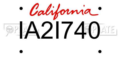 IA2I740 California License Plate