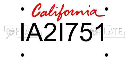 IA2I751 California License Plate