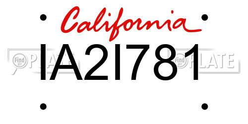 IA2I781 California License Plate