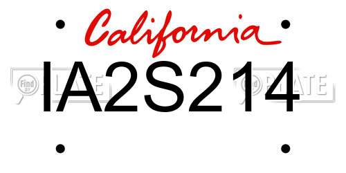IA2S214 California License Plate